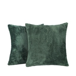 OHS 2 Pack Waffle Fleece Cushion Covers, Forest Green - 45 x 45cm - thumbnail 4