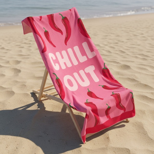 OHS Chill Out Slogan Beach Towel - Pink - image 1