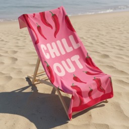 OHS Chill Out Slogan Beach Towel - Pink