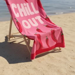 OHS Chill Out Slogan Beach Towel - Pink - thumbnail 2
