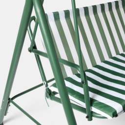 OHS 3 Seater Swing Bench With Canopy - Green/White Stripe - thumbnail 5