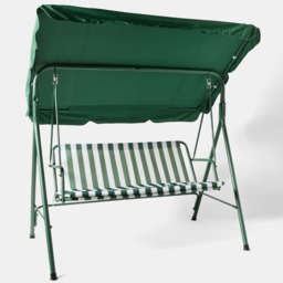 OHS 3 Seater Swing Bench With Canopy - Green/White Stripe - thumbnail 4