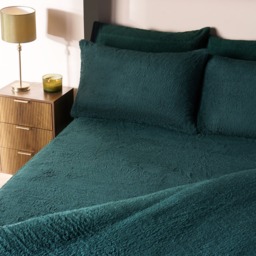 OHS Teddy Fleece Fitted Sheet, Forest Green - King