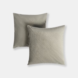 OHS 2 Pack Pleated Velvet Cushion Covers, Grey - 45 x 45cm - thumbnail 3