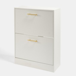 OHS Ribbed 2-Drawer Shoe Cabinet - White - thumbnail 5