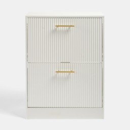 OHS Ribbed 2-Drawer Shoe Cabinet - White - thumbnail 4