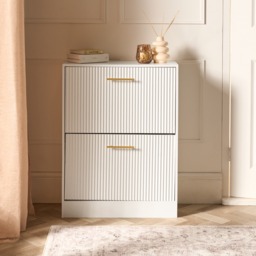 OHS Ribbed 2-Drawer Shoe Cabinet - White