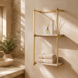 OHS Wall Mounted Towel Holder - Gold/Stone - thumbnail 1