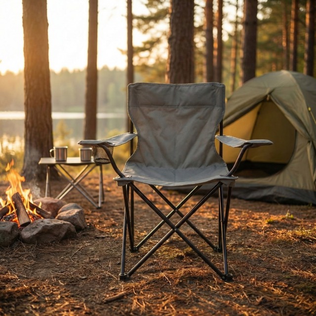 OHS Adults Foldable Camping Chair - Grey - image 1