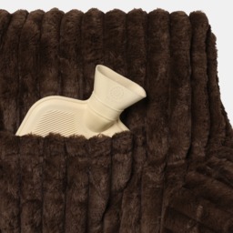 OHS Ribbed Faux Fur Cuddle Cushion with Heatable Pocket - Coffee - thumbnail 5