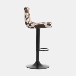 OHS Set of 2 Cow Print Adjustable Velvet Bar Stools - Brown/Black - thumbnail 4