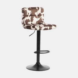 OHS Set of 2 Cow Print Adjustable Velvet Bar Stools - Brown/Black - thumbnail 3
