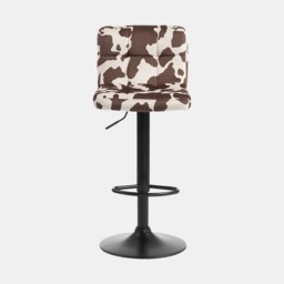 OHS Set of 2 Cow Print Adjustable Velvet Bar Stools - Brown/Black - thumbnail 2