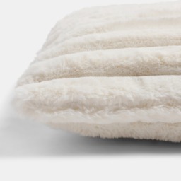 OHS Ribbed Faux Fur Bolster Pillow - Ivory - thumbnail 3