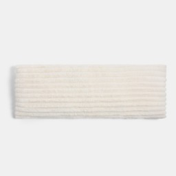 OHS Ribbed Faux Fur Bolster Pillow - Ivory