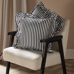 OHS 4 Pack Striped Print Frill Cushion Covers with Cushion - Monochrome - thumbnail 2