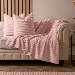 OHS Faux Fur Thick Ribbed Cushion Covers - Blush - thumbnail 2