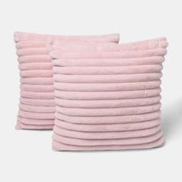 OHS Faux Fur Thick Ribbed Cushion Covers - Blush - thumbnail 2