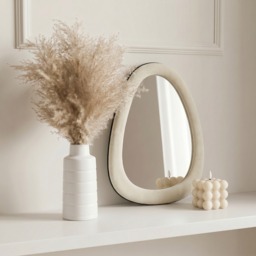 OHS Matte Velvet Irregular Mirror - Cream