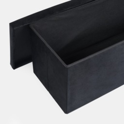 OHS Matte Velvet Foldable Rectangle Storage Ottoman - Black - thumbnail 5