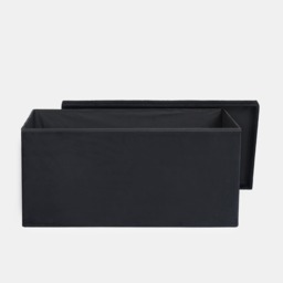 OHS Matte Velvet Foldable Rectangle Storage Ottoman - Black - thumbnail 4