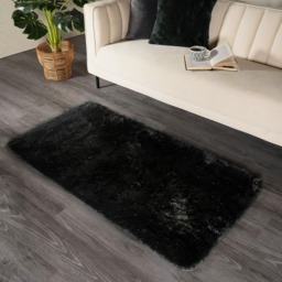 OHS Fluffy Rug, Black - 160 x 230cm - thumbnail 1