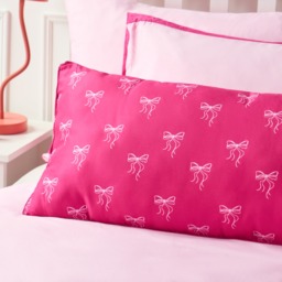 OHS Kids Bow Print Bolster Pillow - Hot Pink - thumbnail 2