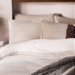 OHS Teddy Fleece Reversible Duvet Cover Set, Latte/Cream - King - thumbnail 3