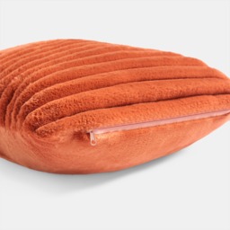 OHS Faux Fur Thick Ribbed Cushion Covers, Rust - 45 x 45cm - thumbnail 5