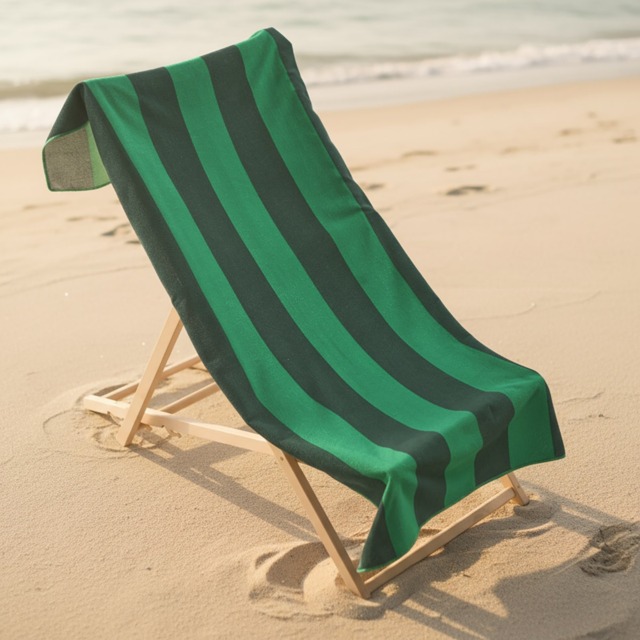 OHS Vertical Stripe Beach Towel - Dark Green - image 1