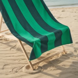 OHS Vertical Stripe Beach Towel - Dark Green - thumbnail 2