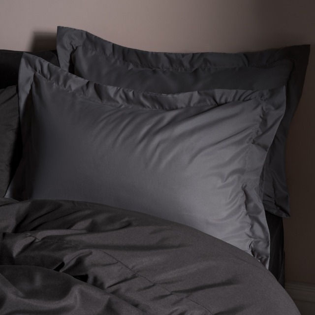 OHS Plain Dyed Oxford Pillowcases - Charcoal - image 1