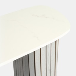 OHS Madison Marble Effect Ribbed Console Table - Grey/White - thumbnail 4