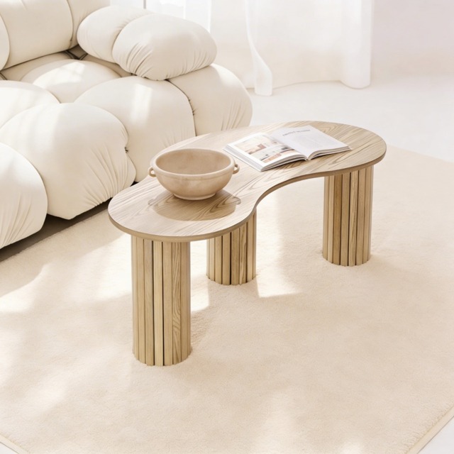 OHS Madison Ribbed Irregular Coffee Table - Light Wood - image 1