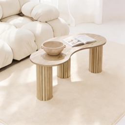 OHS Madison Ribbed Irregular Coffee Table - Light Wood - thumbnail 1