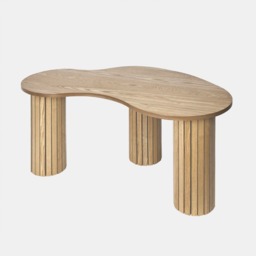 OHS Madison Ribbed Irregular Coffee Table - Light Wood - thumbnail 4