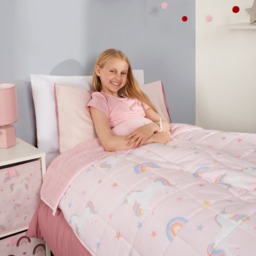 OHS Kids Teddy Fleece Unicorn Weighted Blanket, Blush - 3kg - thumbnail 3