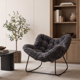 OHS Ribbed Faux Fur Rocking Chair - Charcoal - thumbnail 1