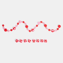 OHS 8 Pack Striped Baubles & Garland Set - Pink/Red - thumbnail 1