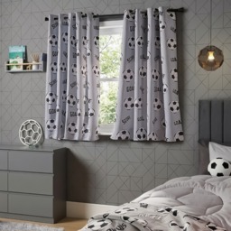 "OHS Kids Football Eyelet Blackout Curtain, Grey - 66 x 72"""