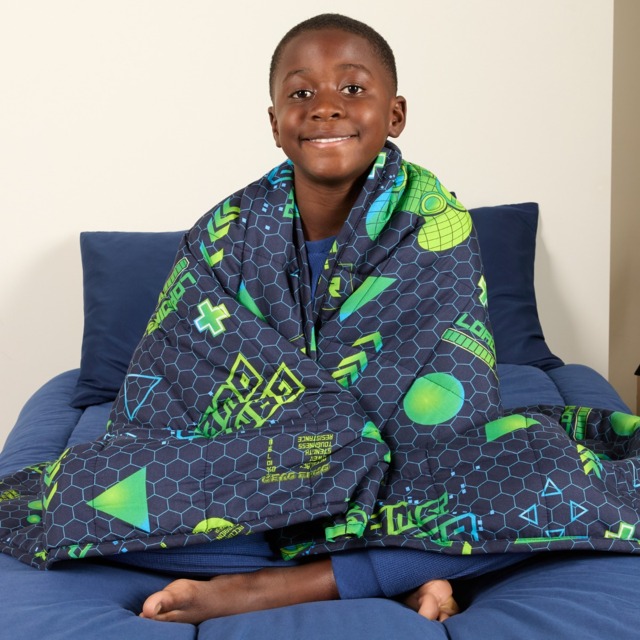 OHS Kids Neon Gaming Weighted Blanket, Blue/Green - 3KG - image 1