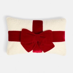 OHS Bow Wrapped Cushion - Red/Cream - thumbnail 3