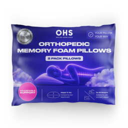 OHS Twin Pack Memory Foam Pillows - White