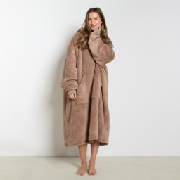 OHS Adults Extra-Long Sherpa Hoodie Blanket - Mink - thumbnail 2