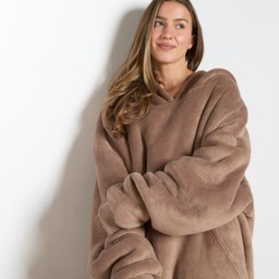 OHS Adults Extra-Long Sherpa Hoodie Blanket - Mink - thumbnail 4