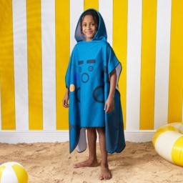 OHS Kids Game Controller Poncho Towel - Blue - thumbnail 3