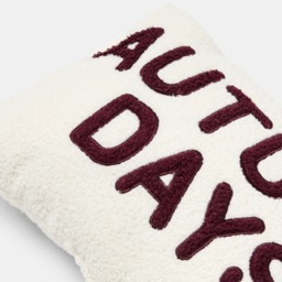 OHS Autumn Days Slogan Cushion - Cream/Burgundy - thumbnail 4