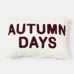 OHS Autumn Days Slogan Cushion - Cream/Burgundy - thumbnail 2