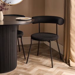 OHS Boucle Dining Chair - Black - thumbnail 1