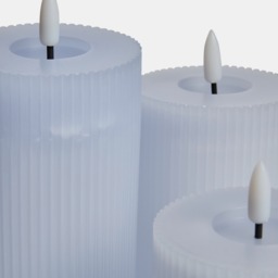 OHS LED Ribbed Candles, Powder Blue - 3 Pack - thumbnail 3
